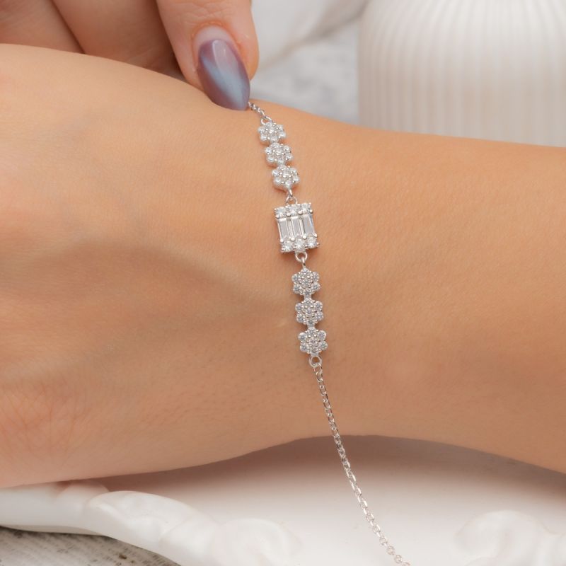 Baguette Bloom Silver Bracelet