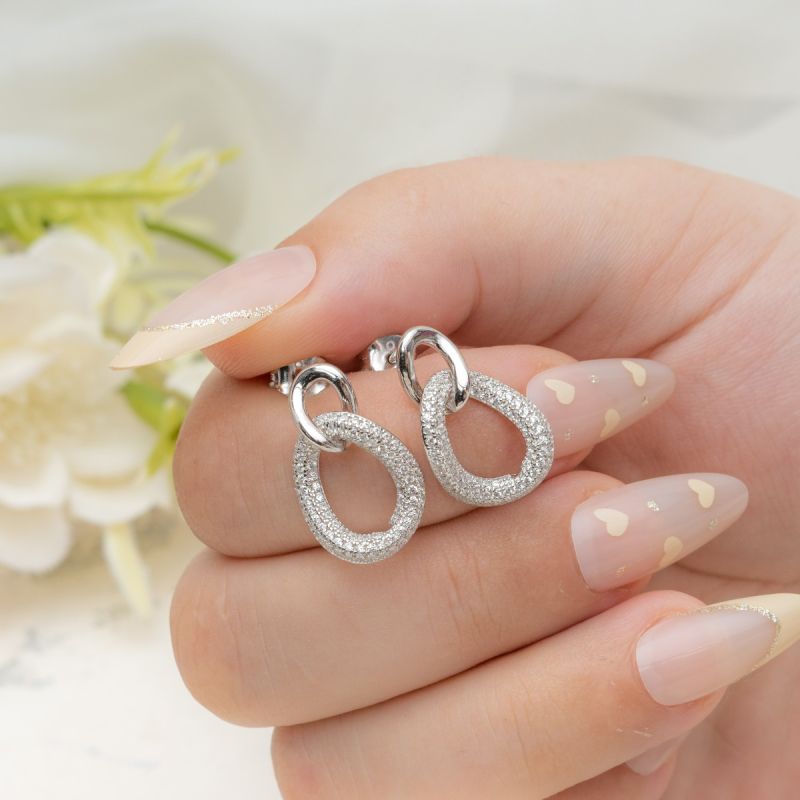 Twisted Sparkle Hoops Earring