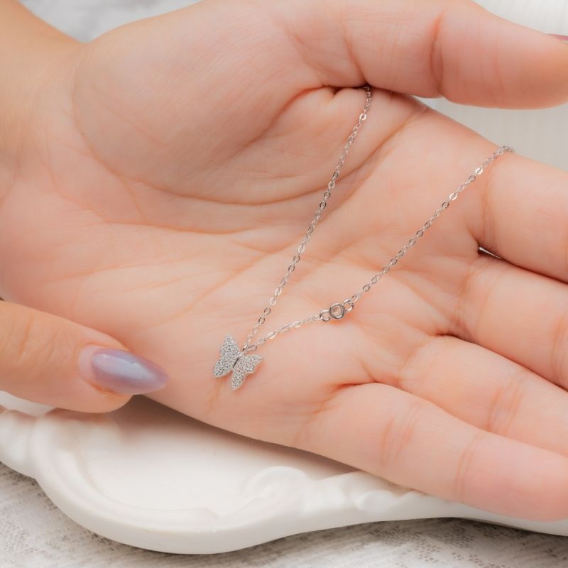 Butterfly Wings Silver Necklace