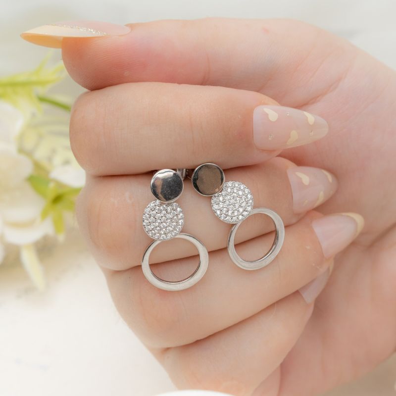 Triple Glow Circle Silver Earring