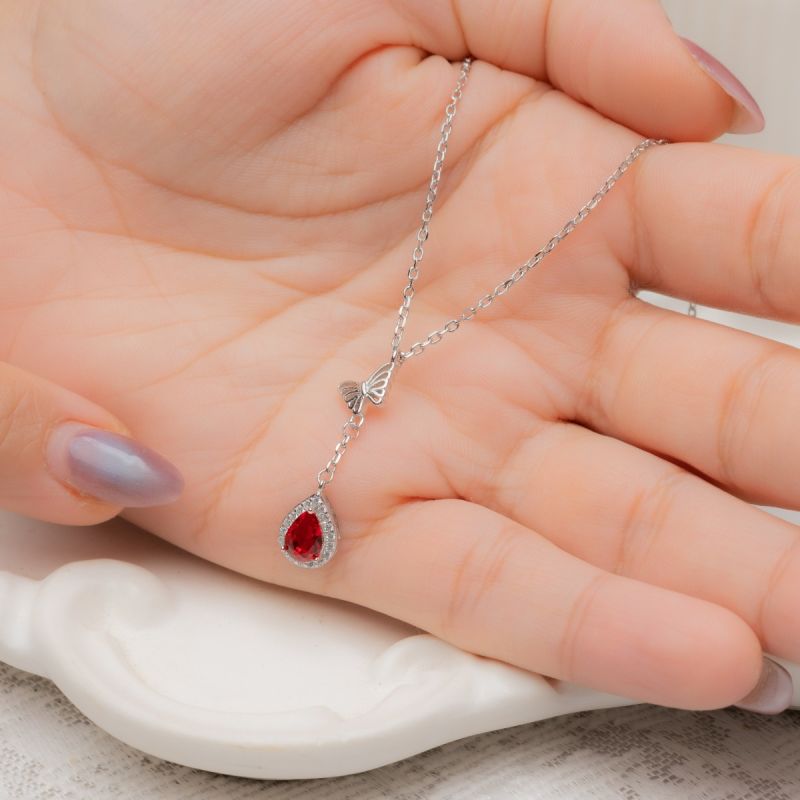 Butterfly Drop Silver Necklace