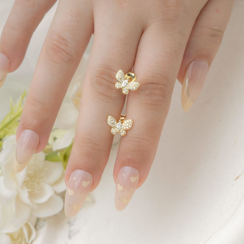 Golden Butterfly Glow Silver Earring