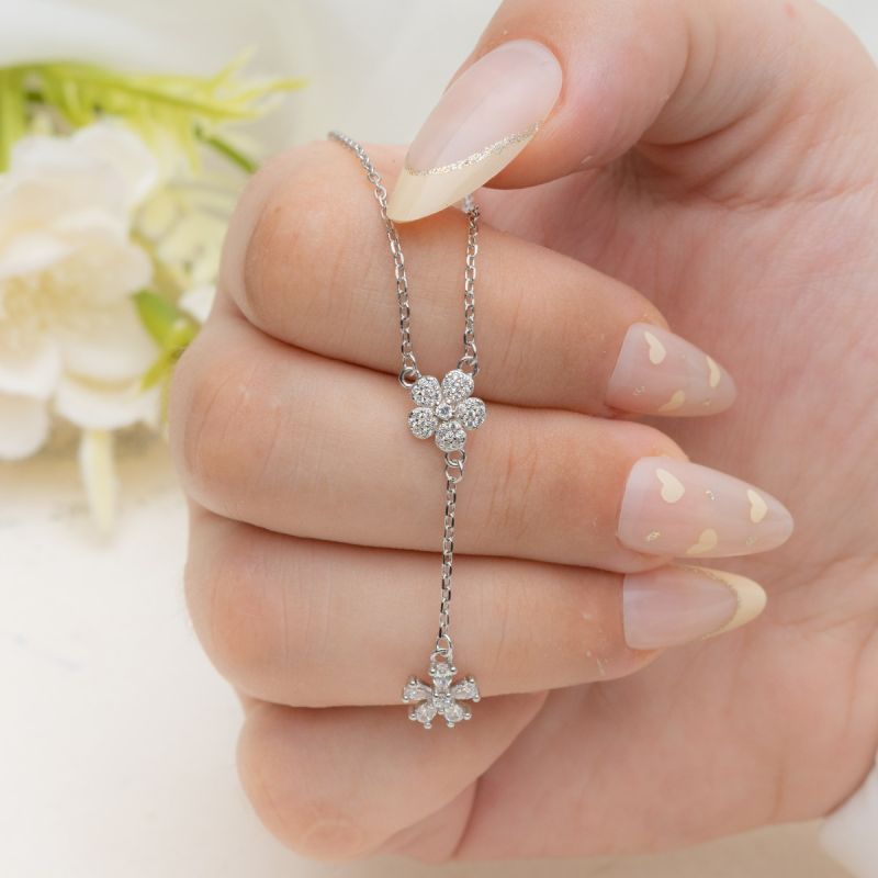 Falling Shine Silver Necklace