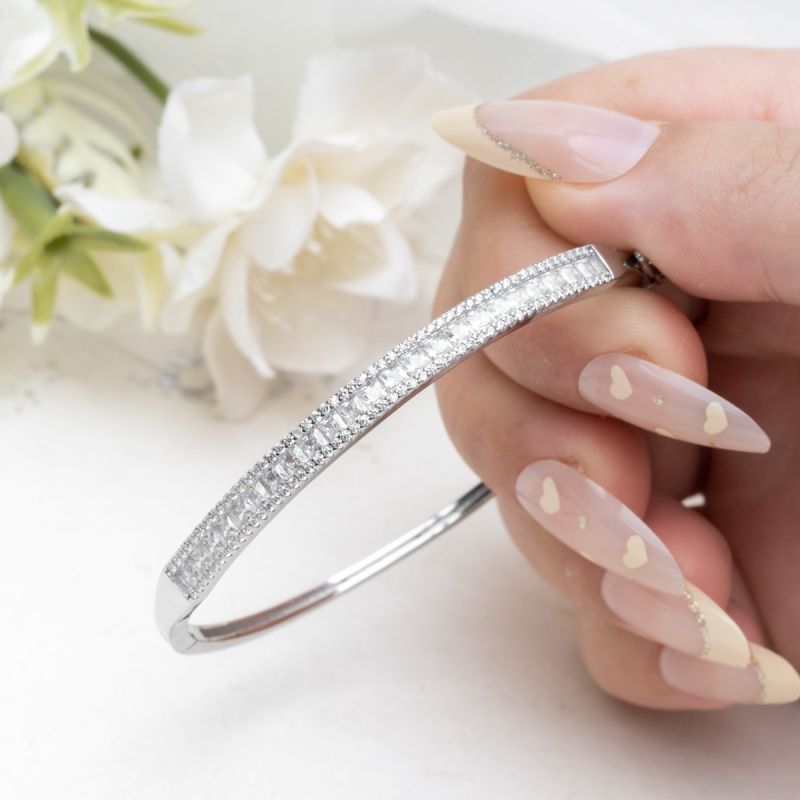 Baguette Glow Silver Bangle