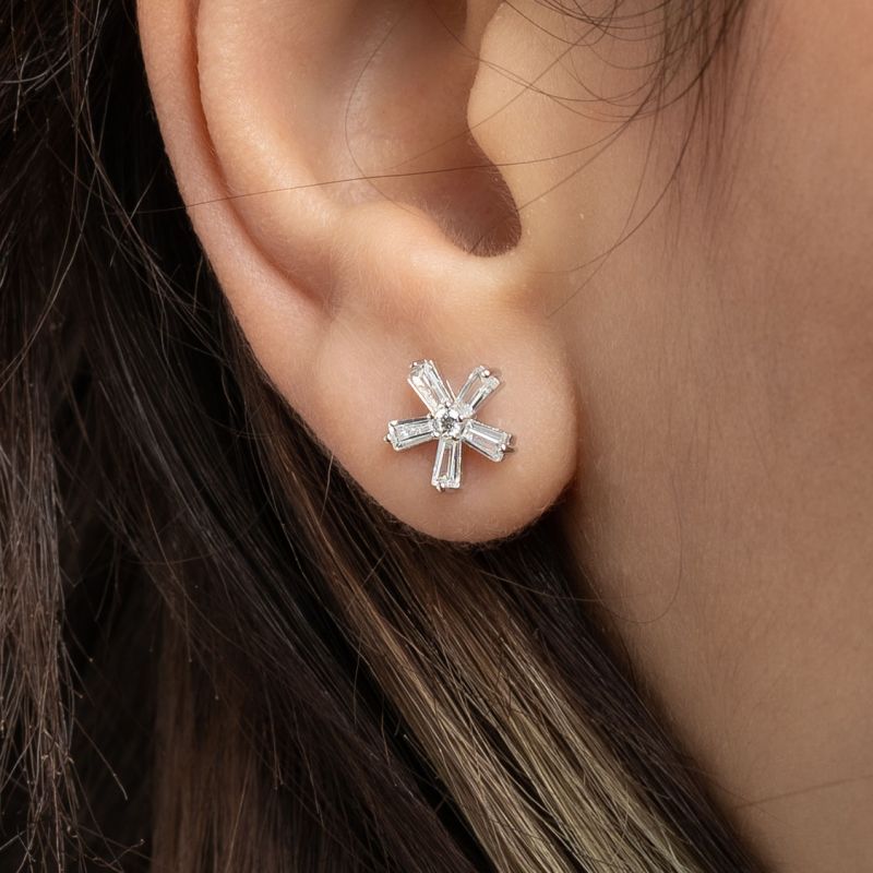 Radiant Bloom Silver Earring