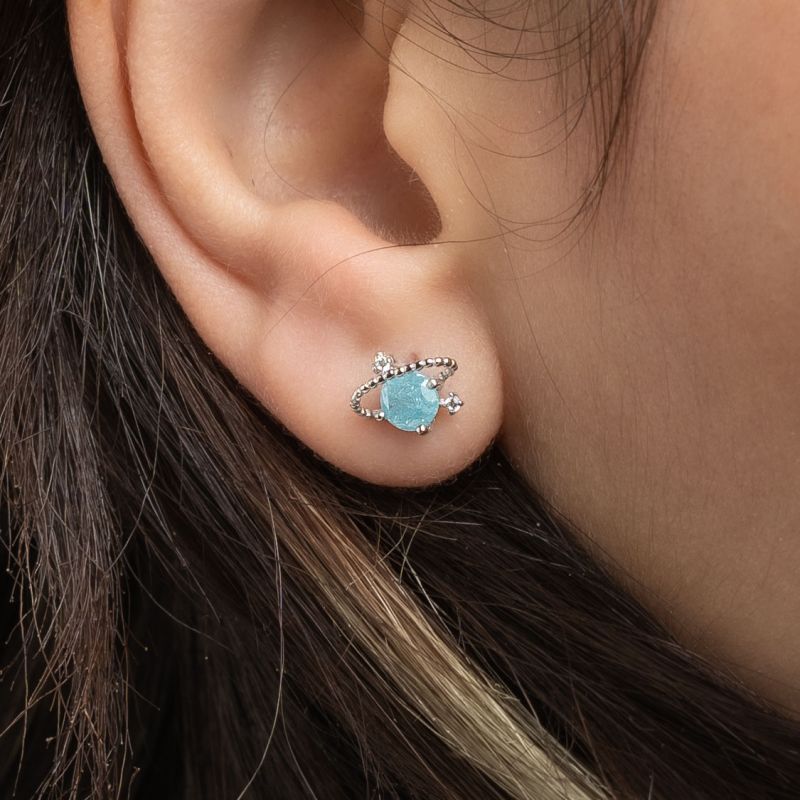 Saturn Turquoise Glow Silver Earring