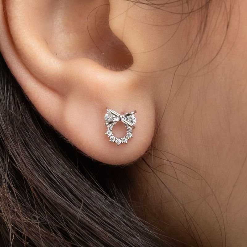 Delicate Bow Silver Earring
