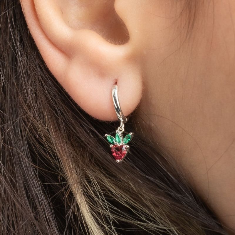 Strawberry Silver Earring