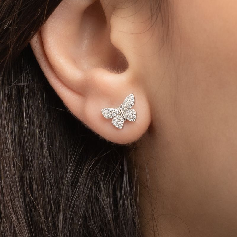 Delicate Butterfly Silver Earring