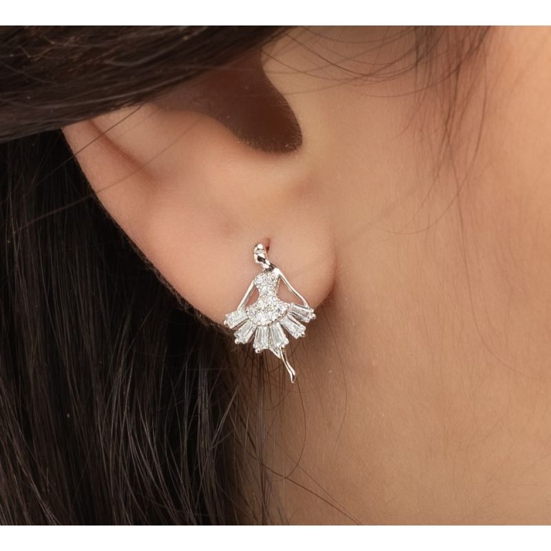 Dancing Ballerina Silver Earring