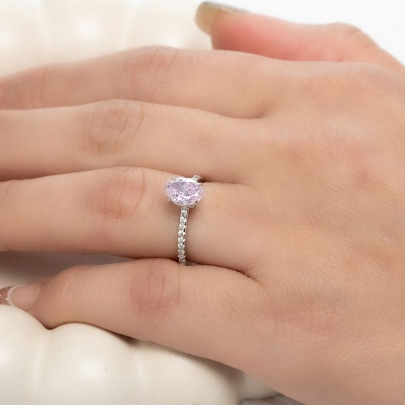 Shiny Pink Silver Ring