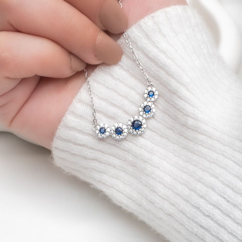 Radiant Glow Silver Necklace-Blue
