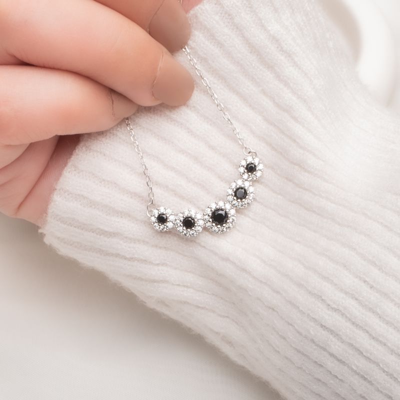 Radiant Glow Silver Necklace-Black