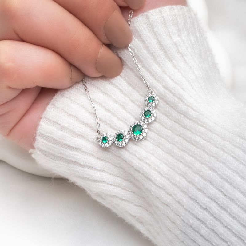 Radiant Glow Silver Necklace-Green