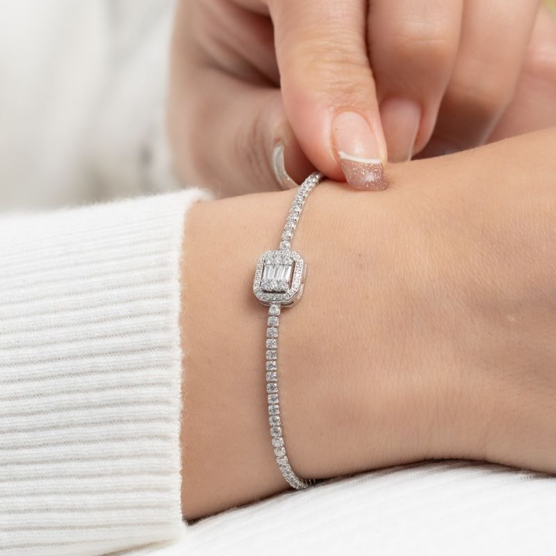 Tennis Baguette Silver Bracelet