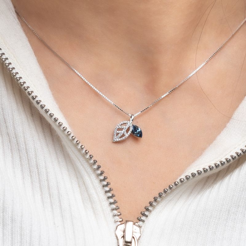 Tree Branch Blue Sapphire Silver Necklace