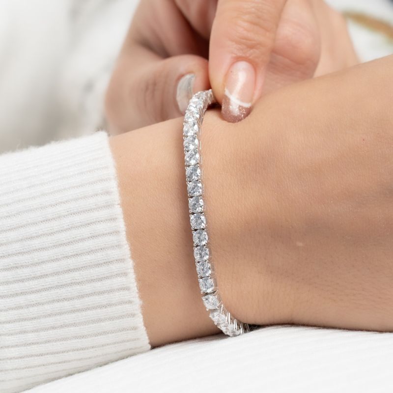 Tennis Sparkle Zircon Silver Bracelet