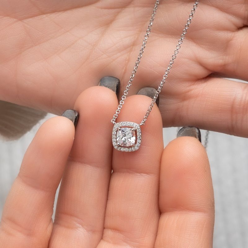 Delicate Square Zircon Silver Necklace