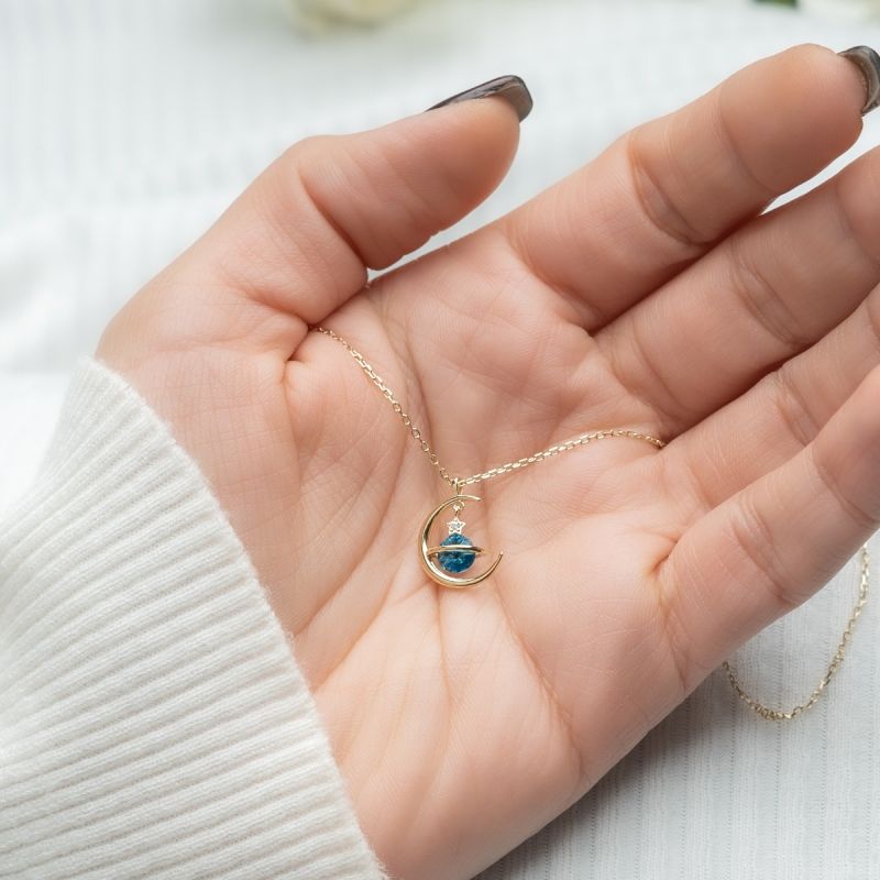 Celestial Blue Sapphire Stone Silver Necklace