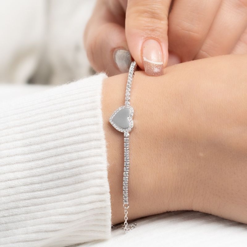 Tennis Heart Center Silver Bracelet