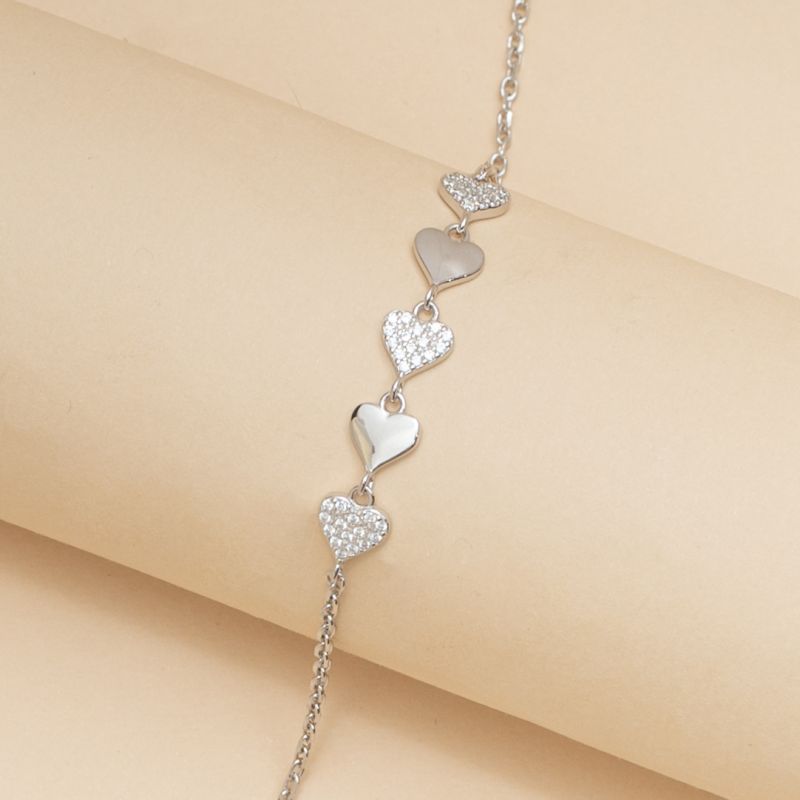 Hearts Shaped Silver Bracelet