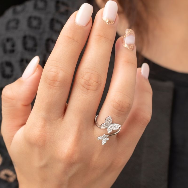 Double Butterfly Silver Ring