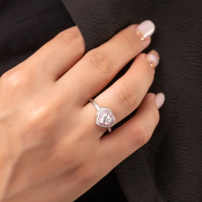 Heart Zircon Stone Sterling Silver Ring