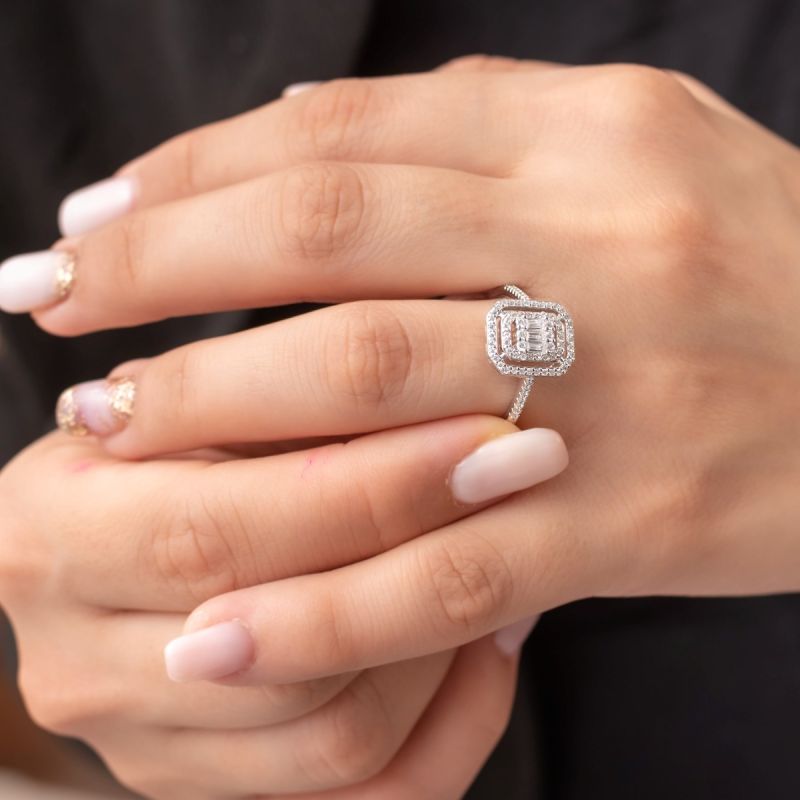 Baguette Stones Silver Ring