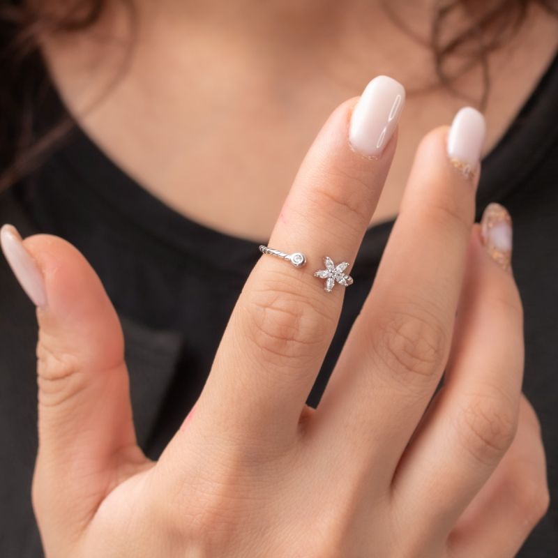 Blooming Flower Silver Ring