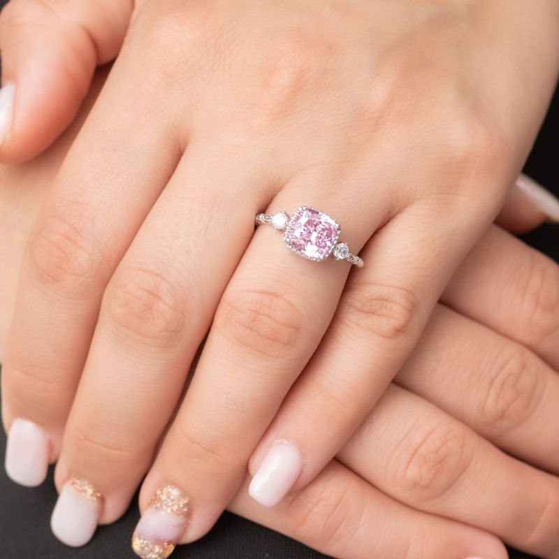 Pink Stone Silver Ring