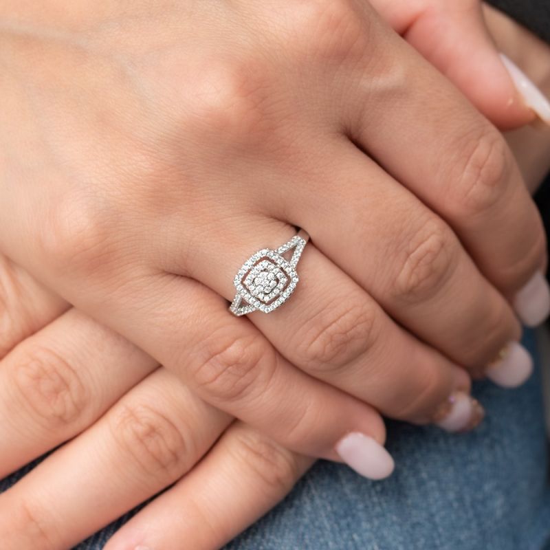 Square Zircon Stone Silver Ring