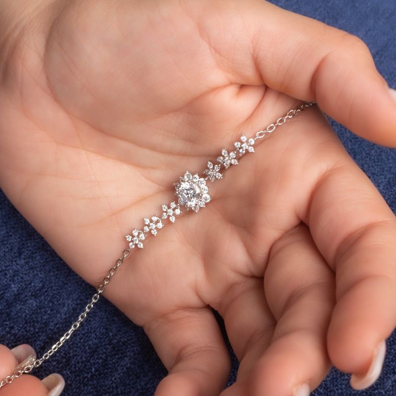 Beautiful Flower Silver Bracelet
