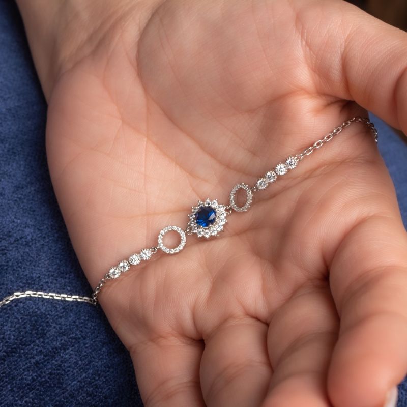 Blue Sapphire Silver Bracelete