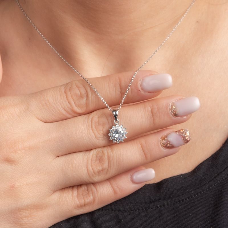 Full Moon Shape Silver Necklace