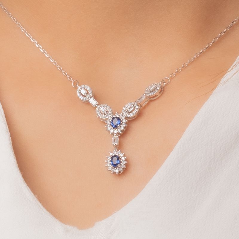 Sapphire Elegance Drop Necklace