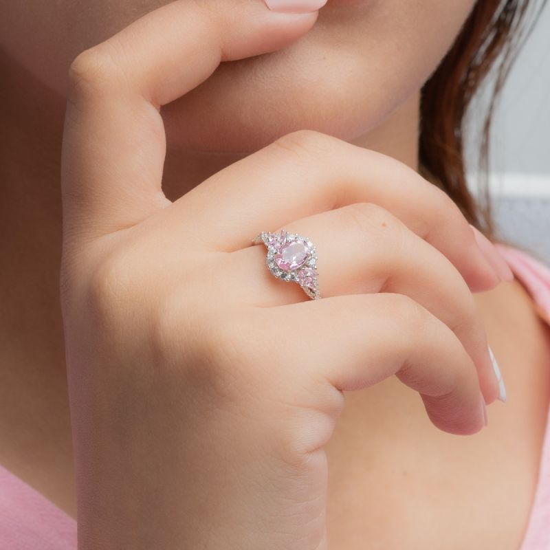 Cherry Glow Silver Ring