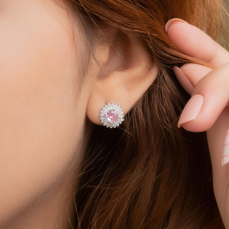 Glamour Spark Silver Earring-Pink