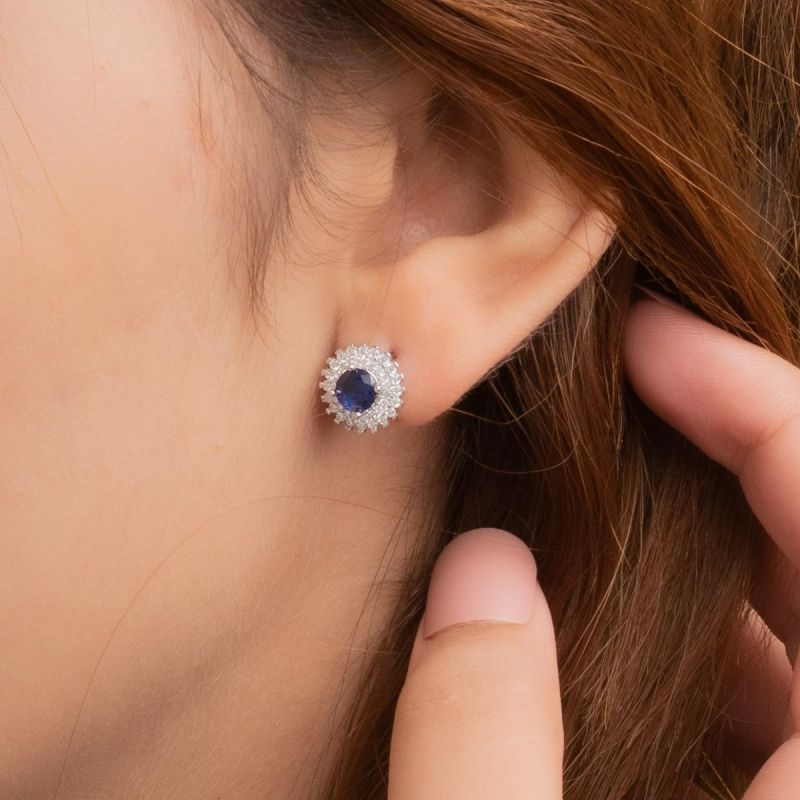 Glamour Spark Silver Earring-Blue