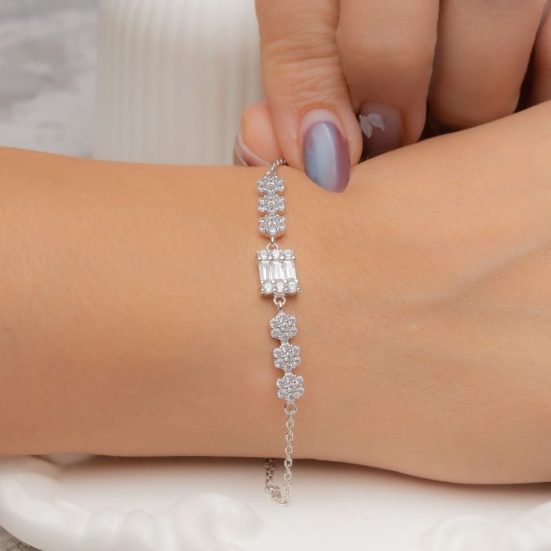 Baguette Bloom Silver Bracelet