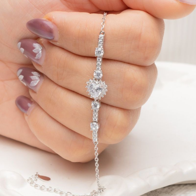 Elegant Heart Silver Bracelet