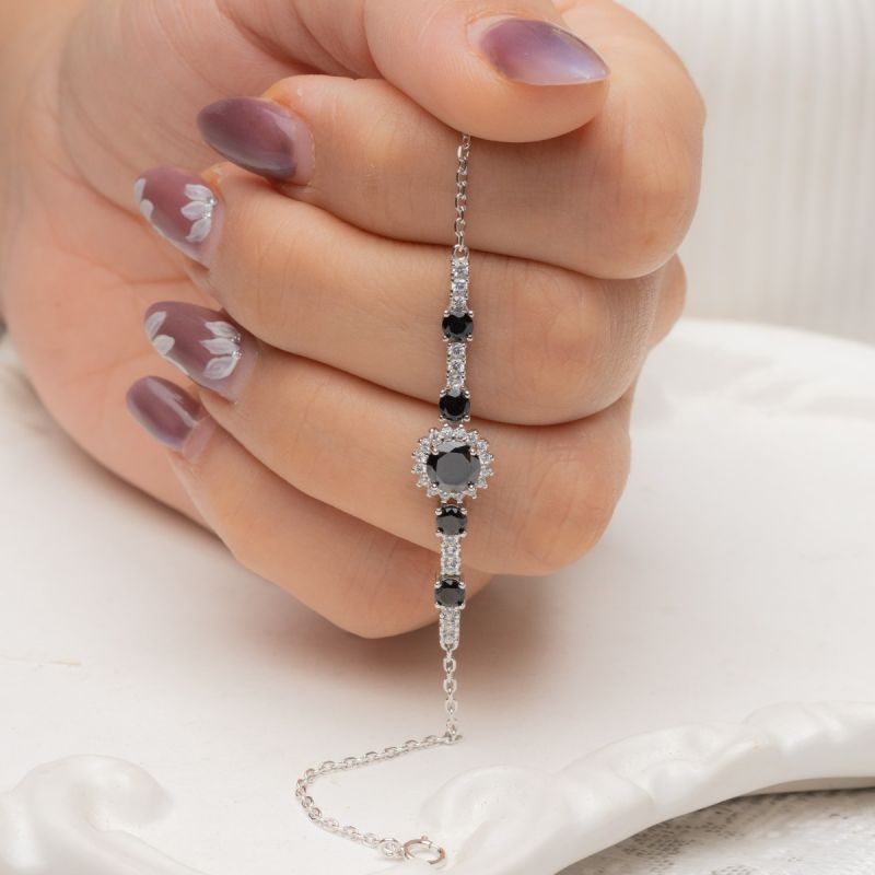 Central Spark Silver Bracelet-Black