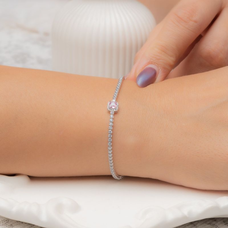 Central Glow Tennis Bracelet-Pink