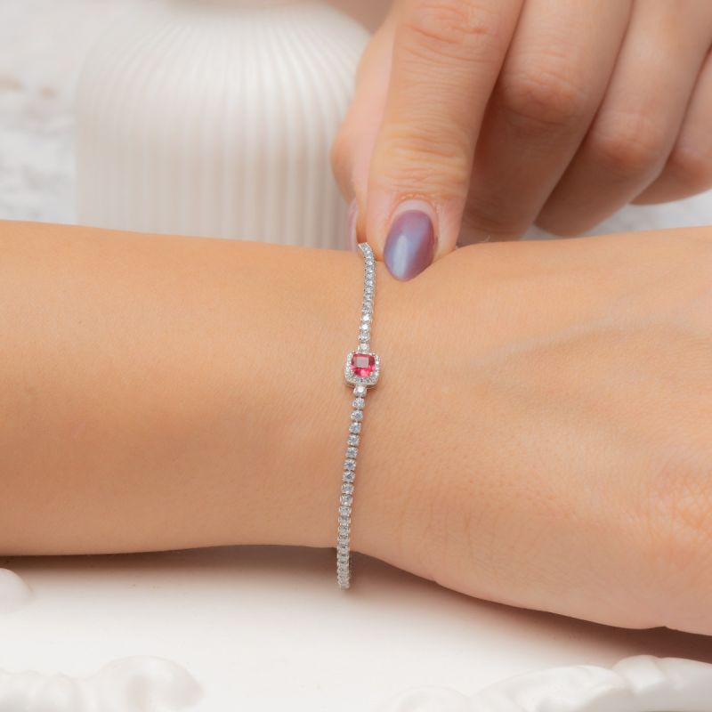 Central Glow Tennis Bracelet-Red
