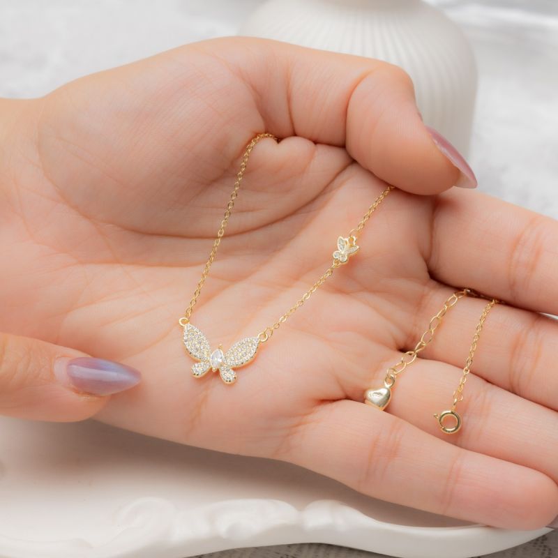 Golden Butterfly Glow Silver Necklace