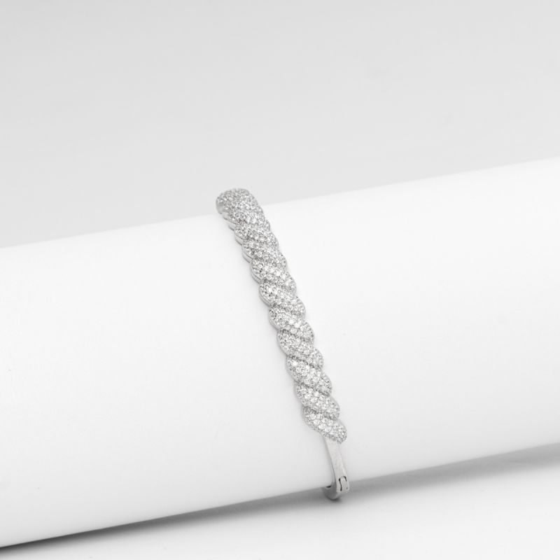 Twist Glow Silver Bangle