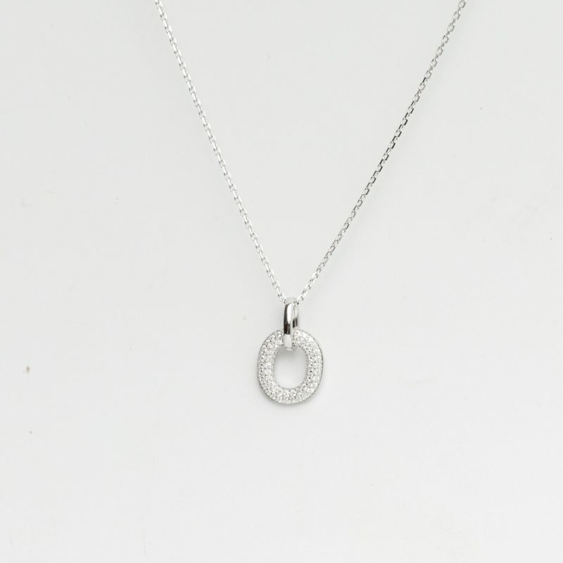 Oval Spark Drop Silver Necklace