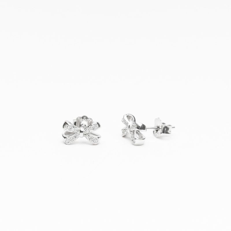 Elegant Bow Silver Earring