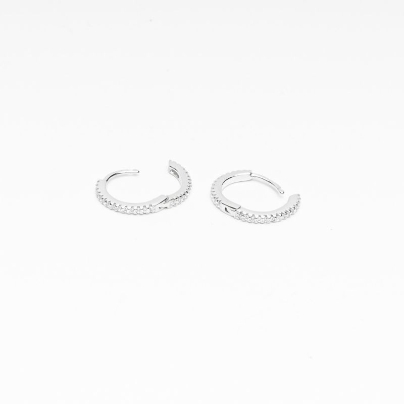 Shiny Zircon Circle Silver Earring