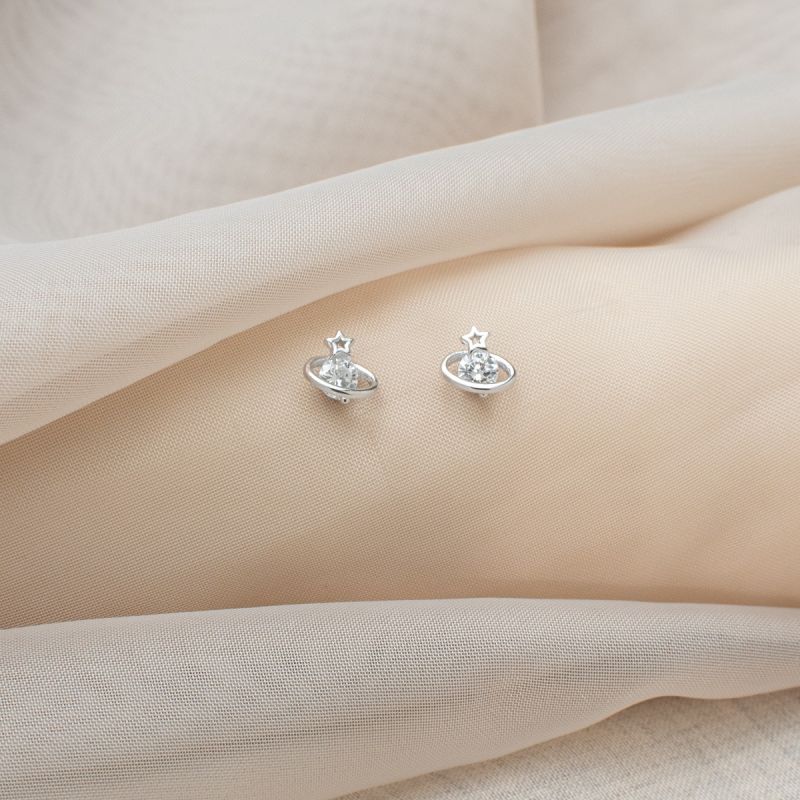 Saturn Planet Silver Earring