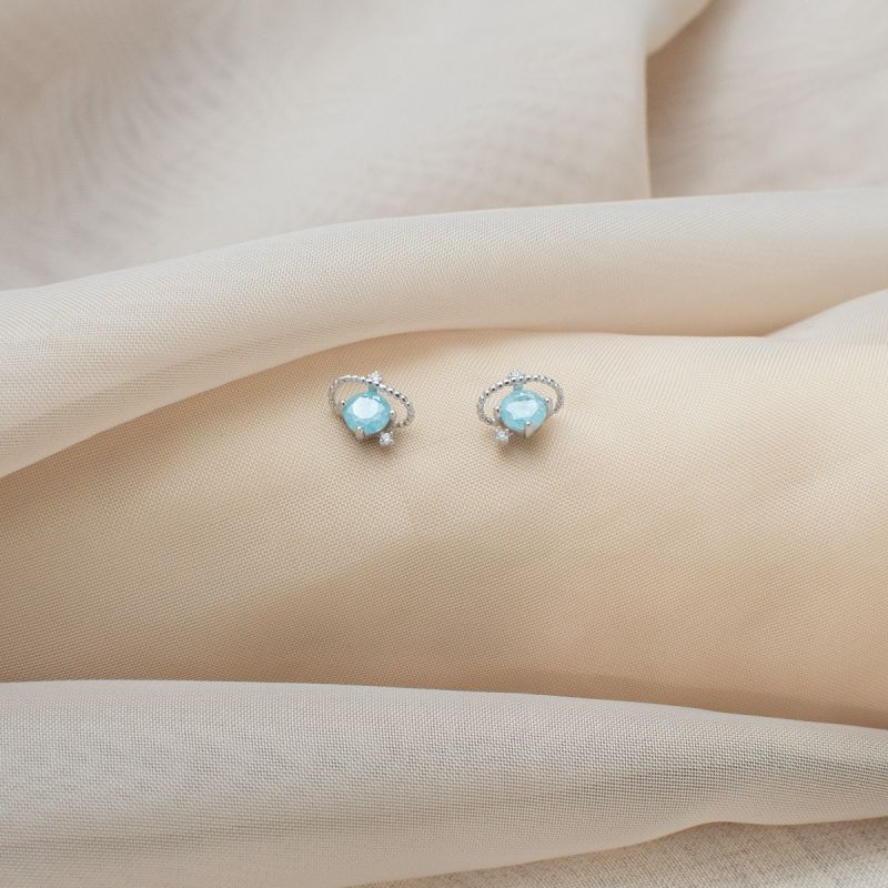 Saturn Turquoise Glow Silver Earring